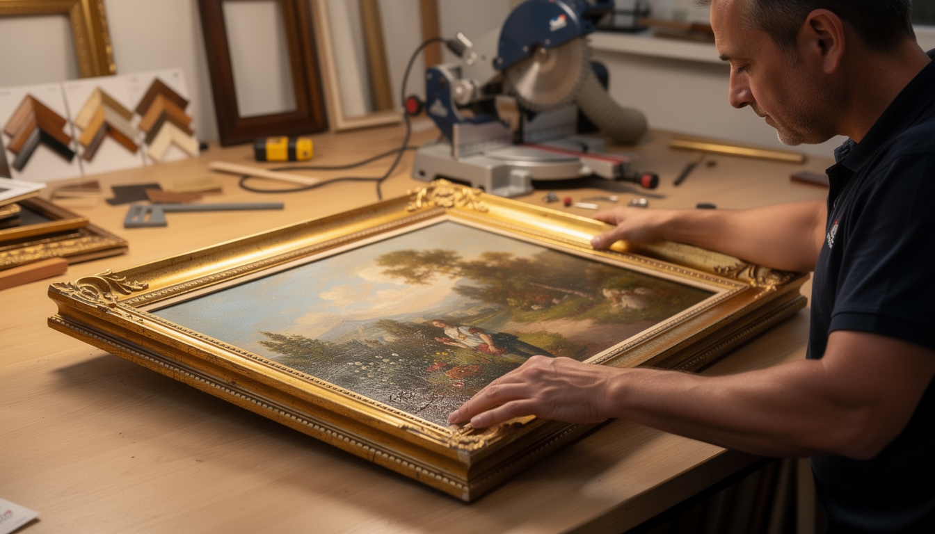 Kunstvolle Einrahmung eines Ölgemäldes mit Passepartout