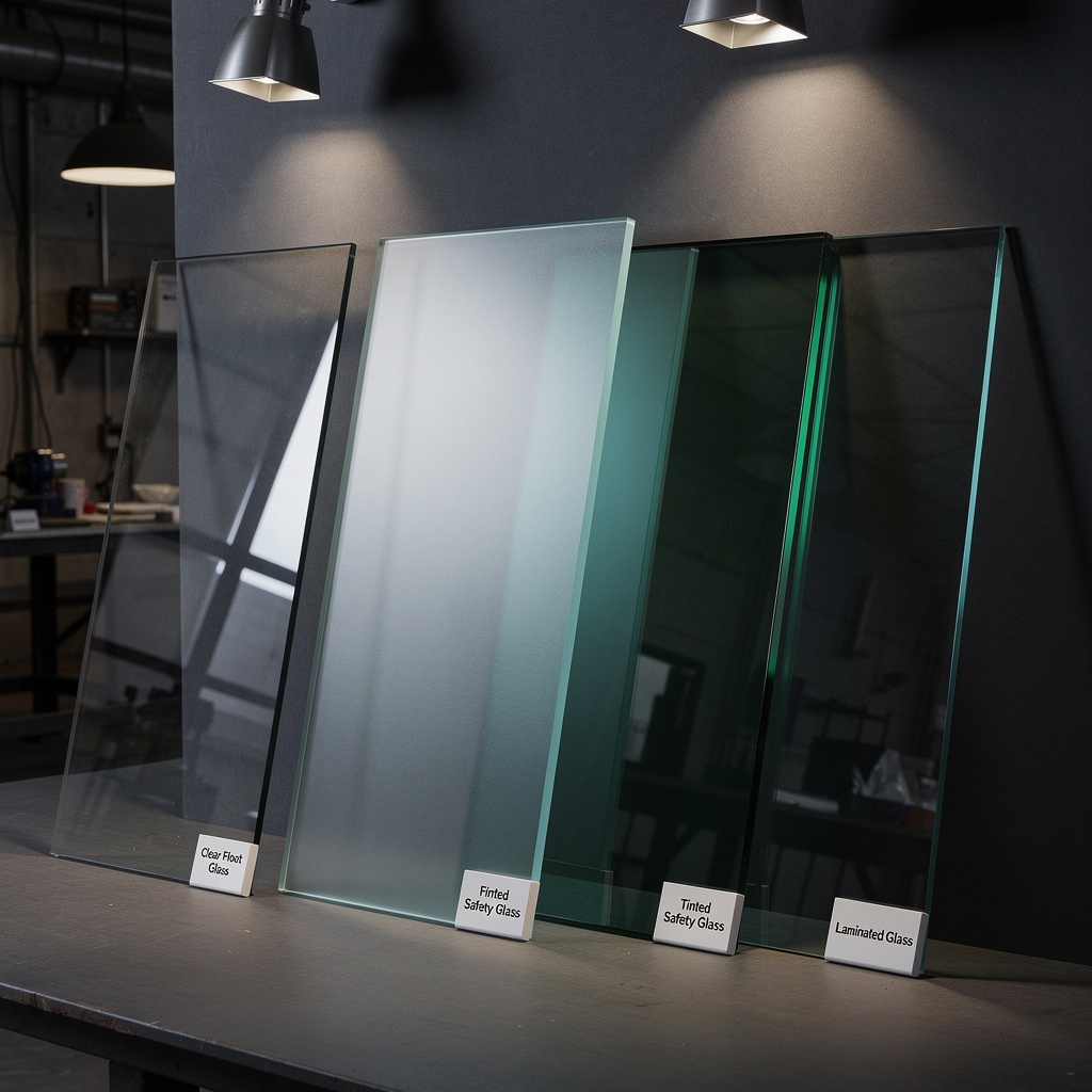Verschiedene Glastypen und Materialien in der Werkstatt